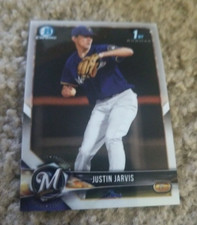 JUSTIN JARVIS 2018 BOWMAN DRAFT CARD BDC-104 BREWERS (FIRST ROOKIE CHROME)