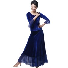 Latin salsa tango rumba Cha cha Ballroom Dance Dress Top Skirt N025 3 Colors