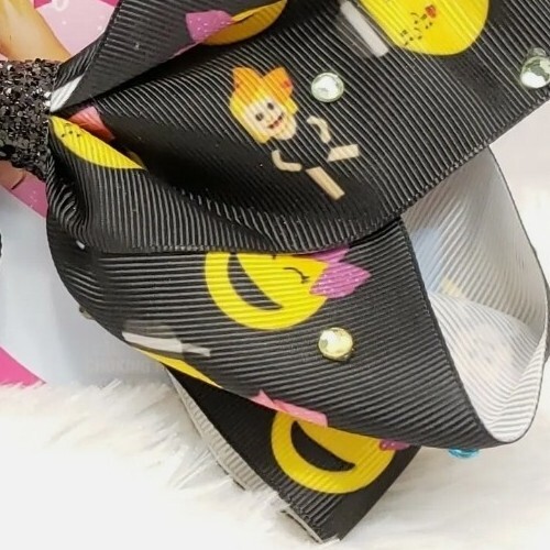 Girls Hair Bows Clips Jojo Siwa Bow Collection Large Black Emoji Accessories - Picture 7 of 7