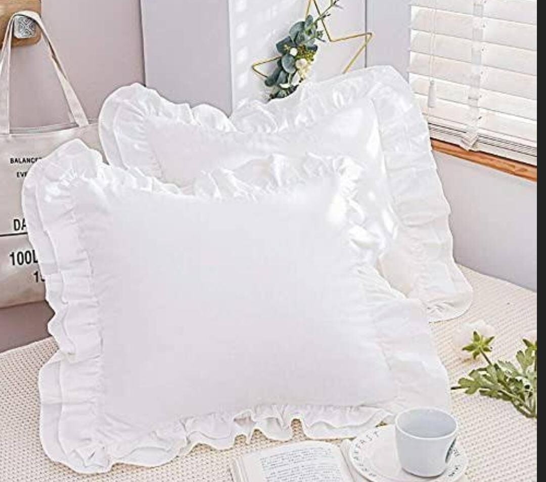 Indian Twice Ruffle Edged Cotton Decorative Pillows/Cushion Cover:(16