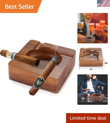 Zigarrenaschenbecher aus raffiniertem Walnussholz mit 4 Halterungen - ideal für Whiskyliebhaber - Bild 1 von 8