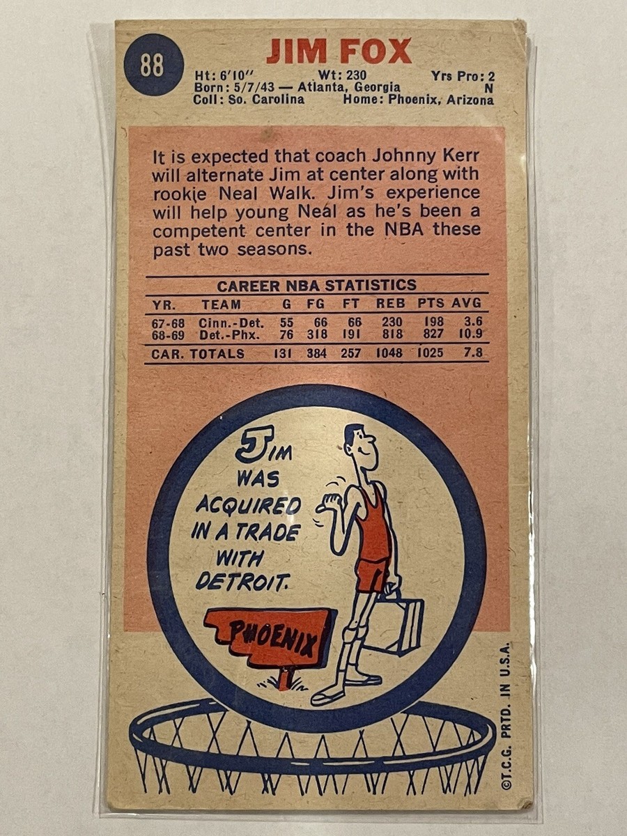 50〜60's ビンテージ　ヌバックレザー❗️ユニオンチケット❗️ 1969-70 Topps Jim Fox #88 Vintage Basketball Phoenix Suns | eBay