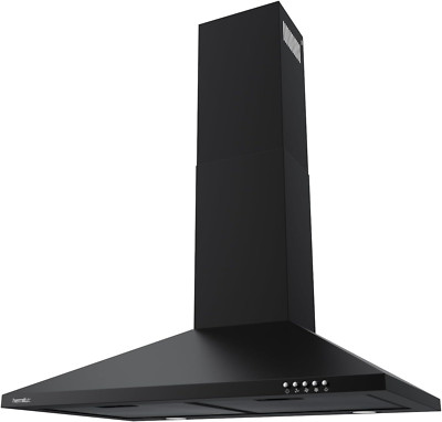 30'' Wall Mount Range Hood with Charcoal Filter - Ducted/Ductless, Black