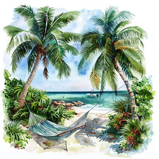Wall Decal Sticker Tropical Summer Beach Wall Sticker 18X18cm Large