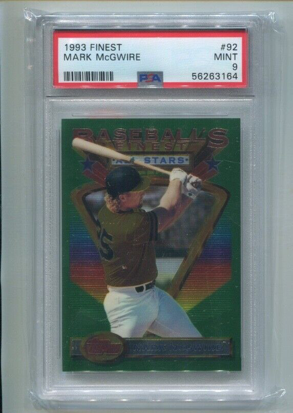 1993 Topps Finest - MARK McGWIRE - Card #92 - OAKLAND ATHLETICS  PSA 9