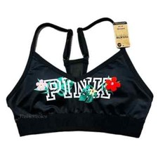 Victorias Secret PINK Ultimate Lined Racerback Sports Bra XSmall Black Floral