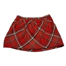 Old Navy Skirt Womens 8 Red Plaid Mini Wool Blend Grunge Y2K Preppy Academia