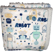 SL Home Fashions Robot Baby Boy Blanket White Sherpa Plush RN: 119741