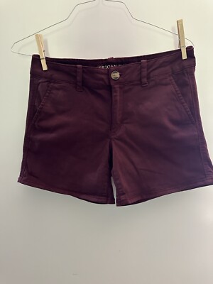 American Eagle Women s Burgundy Jean Shorts Midi 8 Summer Stretch