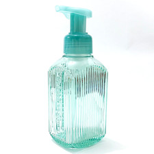 Bath  Body Works SAGE VERTICAL LINES Foaming Soap Dispenser Holder 10oz GREEN