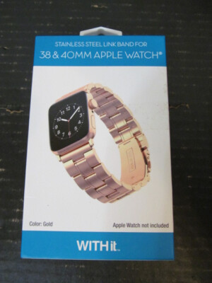 Withit Stainless Steel Link Band for 38 & 40mm Apple Watch, Gold