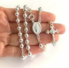 Rosario de Plata 925 Virgen Milagrosa Italiana 5mm 20" Largo / Rosario Plata - N46