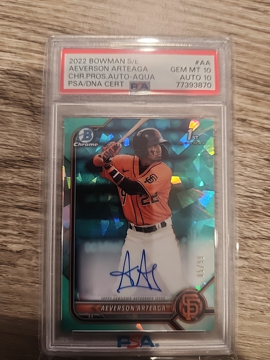 AEVERSON ARTEAGA 2022 Bowman Chrome Sapphire Aqua Refractor Auto #5/99 PSA 10 10