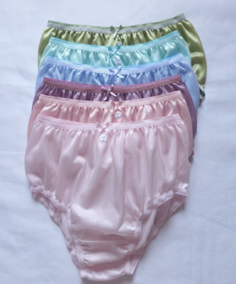 6 Small Underwear Women Nylon Panties Silky Light Soft Briefs High Waist24''-28''S