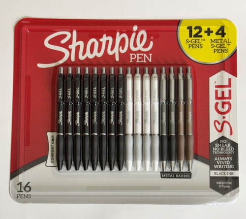 Sharpie S-Gel Pens - 12 Pack Of Medium Point Black Gel Pens - No Smear Writing