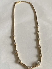 GOLD PLATED 925 STERLING SILVER CHAIN NECKLACE with SPARKLY CZCUBIC ZIRCONIA