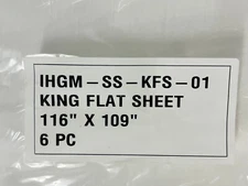 ONE (1) IHG Hotel T210 WHITE KING Flat Sheet 116" x 109" IHGM-SS-KFS-01