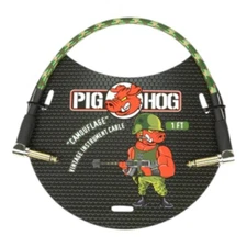 Pig Hog Vintage Woven Patch Cable PCH1CFR 1-Foot 7mm 1/4 Right Angle, Camouflage