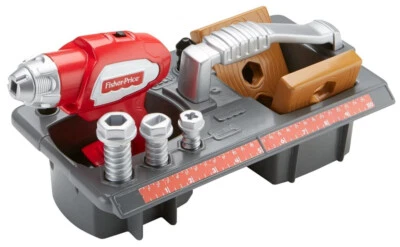 FISHER PRICE NEU OFFIZIELLES FISCHERPREISBOHRER ACTION WERKZEUG-KIT 10 STÜCK BAUSPIELSET