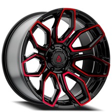 20x10 Arena Wheel Co A116 Cobra Gloss Black Machined with Red Tint Rims (4pcs)