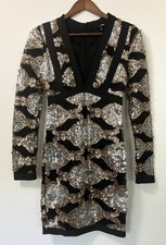 Womens Fashion Nova Deep V Sequin Bodycon Mini Dress S Mobwife Party  Clubwear