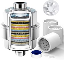 Filtro de Ducha 20 Etapas con 2 Cartuchos Reemplazables para Agua Dura, Nuevo