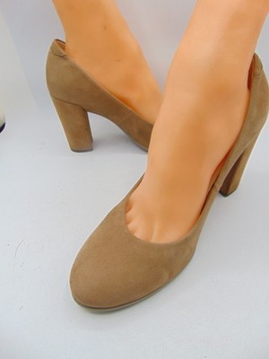 ECCO Danish Design Beige Suede Block Heel Classic Pumps Size 38
