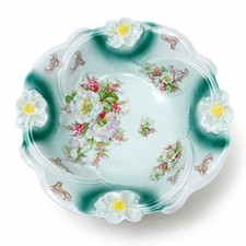 Antique German Hand-Painted Porcelain Square Handled Bowl with White Rose — listing 5