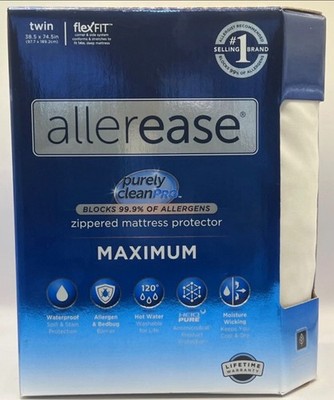 Twin Maximum Allergy Zipper Mattress Protector White Allerease Purely CleanPro