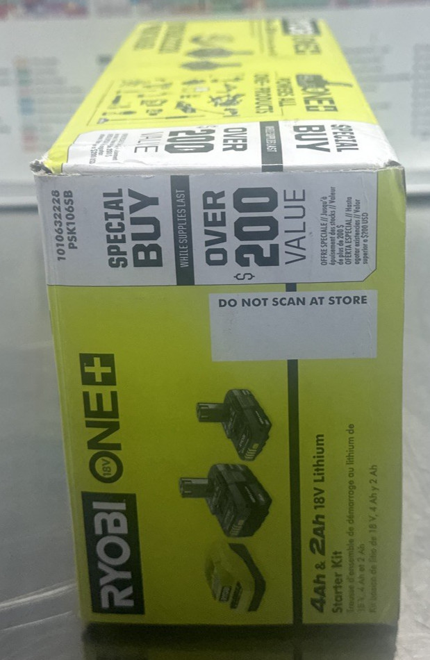 RYOBI ONE+ 18V Lithium-Ion Starter Kit with 4.0 Ah & 2.0 Ah Battery, and Charger