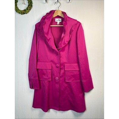JOSEPH RIBKOFF Fuschia Pink Long Stand Up Collar Jacket Coat size 6