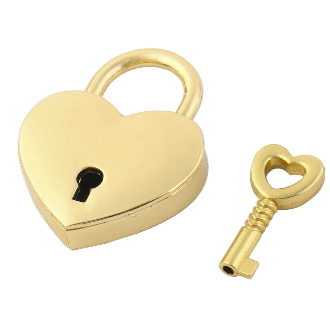 Bag Metal Heart Shaped Security Lock Padlock Gold Tone With 