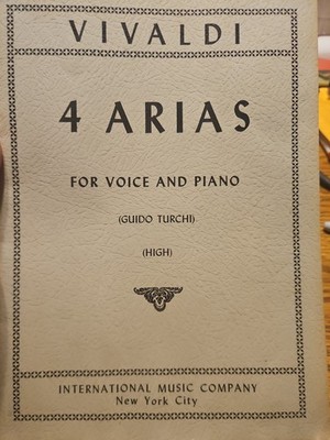 Vivaldi 4 Arias For Voice And Piano High 1959 Piano Sheet Music