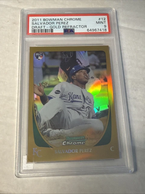 2011 Bowman Chrome Draft 12 Salvador Perez Royals Gold Refractor #11 /50 PSA 9