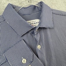Mizzen  Main Shirt XL Blue Gingham Check Spinnaker Performance Trim Fit Stretch