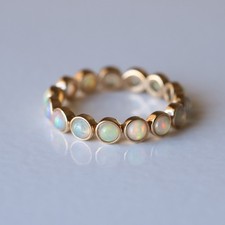 Unique Ethiopian Opal Full Eternity Ring, 925 Sterling Silver Engagement Ring