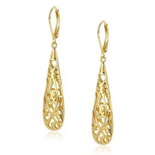 14K Gold Dangle Earrings for Women, Long Teardrop Dangling Leverback Earrings...