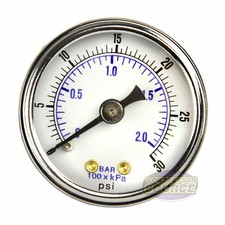 Compresor de aire NPT de 1/8"/manómetro hidráulico 0-30 PSI montaje trasero cara de 1,5"