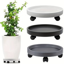 Round Mobile Flower Pot Stand Tray Plant Holder Base Mover with Caster Wheels UK