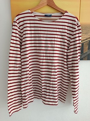 Saint James L'Atelier Shirt XL 56 Rot Weiß Breton Streifen Made France Langarm
