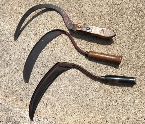 Lot of 3 Vintage Grass Hand Cutting Sickles