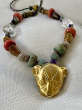 RARE MMA 1975 Metropolitan Museum of Art Sakhmet Lioness Necklace 17 Lapis Beads