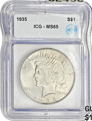 1935 Peace Silver Dollar MS65 ICG. LOW SHIPPING!!