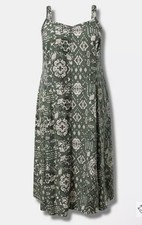 Torrid Midi Challis Sleeveless Trapeze Dress Size 2x - boho medallion print 