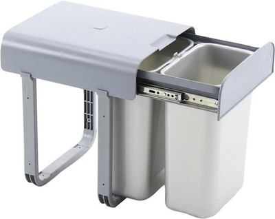 EKOTECH Abfallsammler Aladin 2 x 8 Liter ausziehbar ab 40cm Schrankbreite, Grau
