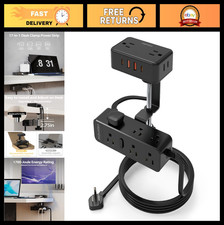 Dual Layer Desk Clamp Power Strip - 13 Outlets, 4 USB Ports, Surge Protector, 10