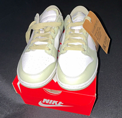 Nike Dunk Low White/Green Colorblock Low Top Lace-Up Synthetic Leather, New