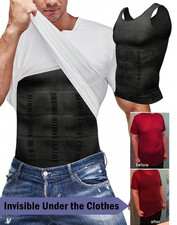 Mens Slimming Body Shaper Belly Chest Compression Vest Girdle Tank Tops T-Shirts