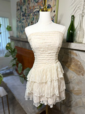 Windsor Women’s Formal Homecoming Strapless Lace Mini Dress in Cream Size XS