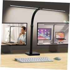 LED Desk Lamp for Home Office, Double Head 24W with Base, Black-Desktop